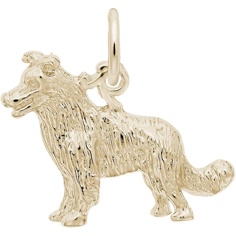 10k Yellow Gold Border Collie Dog Charm, Charms for Bracelets and Necklaces
